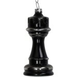 Στολίδι Κρεμαστό Αξιωματικός Σκακιού Μαύρο Γυαλί 4x4x10cm
