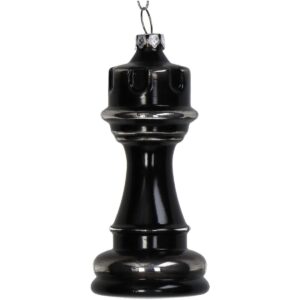 Στολίδι Κρεμαστό Αξιωματικός Σκακιού Μαύρο Γυαλί 4x4x10cm