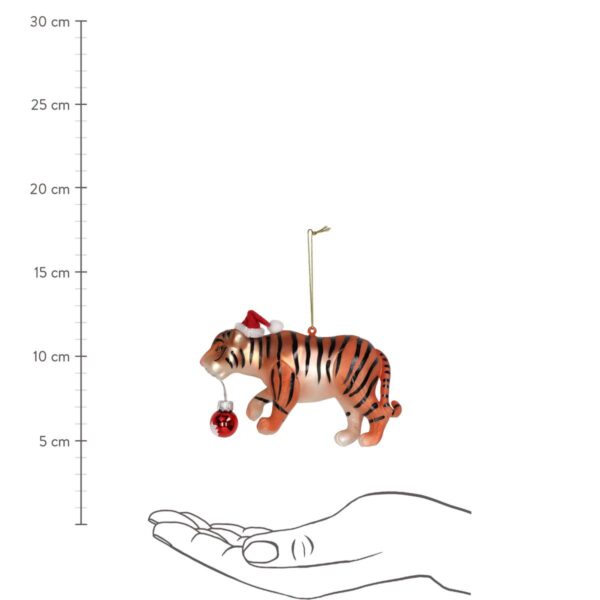 Στολίδι Κρεμαστό Τίγρης Πολύχρωμο Γυαλί 14x4x8cm