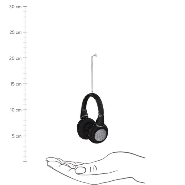 Στολίδι Κρεμαστό Ακουστικά Μαύρο Γυαλί 5x8x10cm