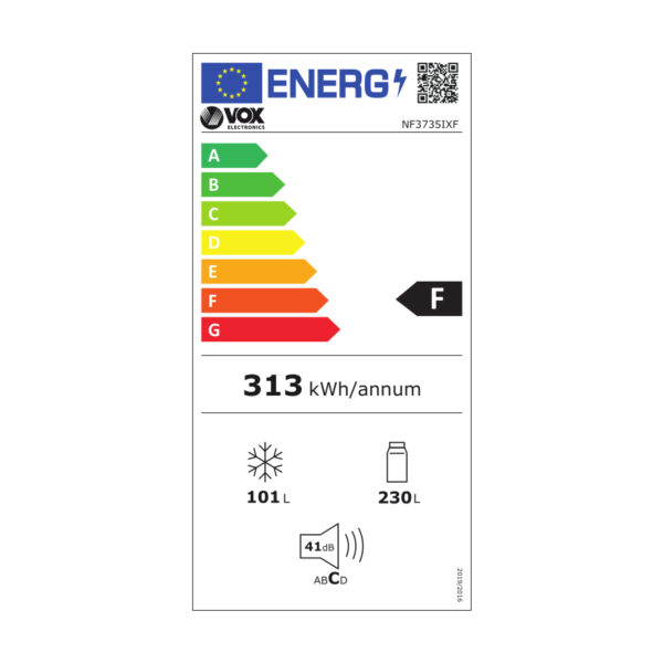 Ψυγειοκαταψύκτης 230lt NoFrost Inox 59.5x65x186cm VOX NF3735IXF