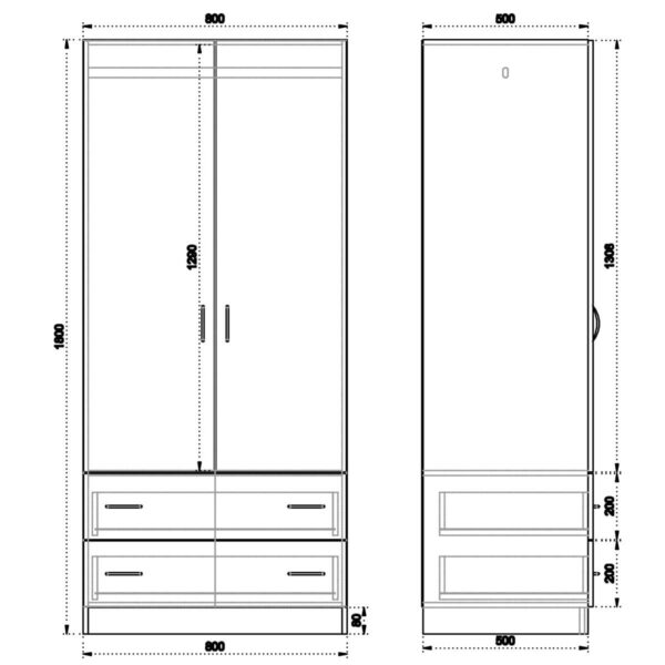 Ντουλάπα  EΛΠINIKH Μοριοσανίδα Wenge 80x52x180cm