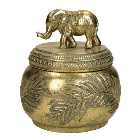 Κουτί Ελέφαντας Χρυσό Polyresin 11.5x11.5x13cm