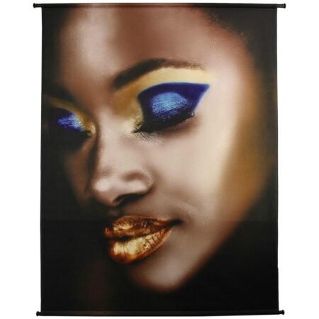 Διακοσμητικό Τοίχου Κρεμαστό Γυναίκα Με Μακιγιάζ Χρυσό Βελούδο 140x170cm