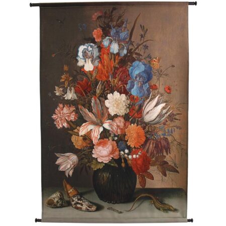 Διακοσμητικό Τοίχου Κρεμαστό Λουλούδια Πολύχρωμο Βελούδο 105x136cm