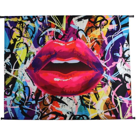 Διακοσμητικό Τοίχου Κρεμαστό Graffiti Kiss Πολύχρωμο Βελούδο 146x110cm