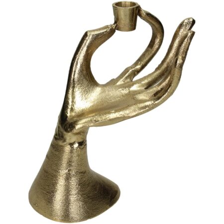 Κηροπήγιο Χέρι Χρυσό Αλουμίνιο 19x11x20.5cm