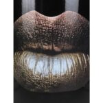 Βάζο Χρυσά Χείλη Μαύρο Πορσελάνη 18x18x30cm
