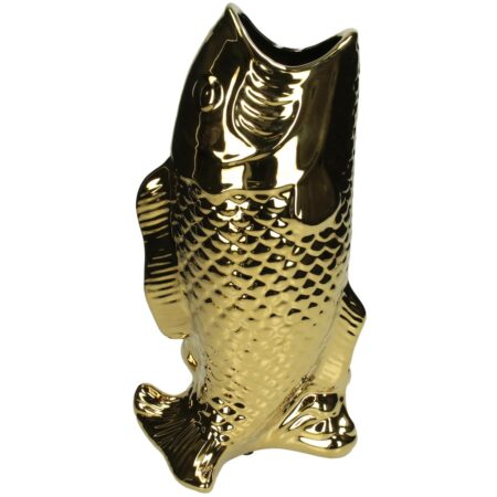 Βάζο Ψάρι Χρυσό Κεραμικό 16.5x11x33.5cm