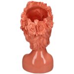 Βάζο Γυναίκα Με Λουλούδια Ροζ Polyresin 18x19x29cm