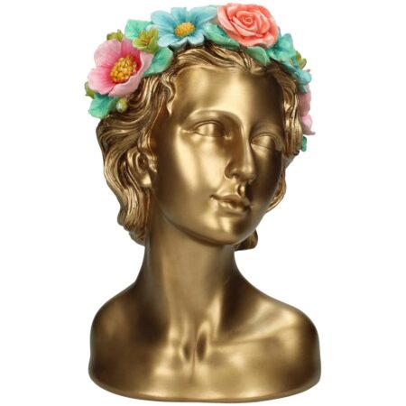 Βάζο Γυναίκα Με Λουλούδια Πολύχρωμο Polyresin 18x19x29cm