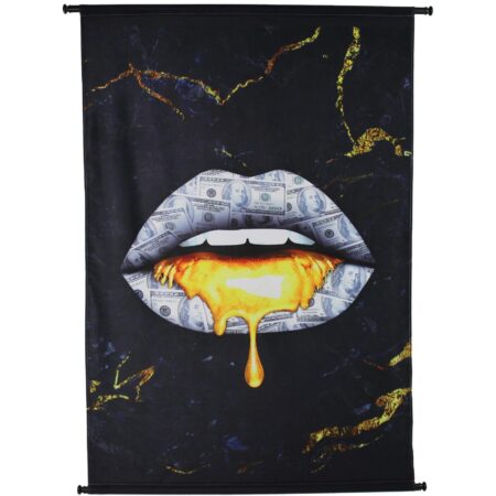 Διακοσμητικό Τοίχου Κρεμαστό Χείλη Με Δολάρια Μαύρο Βελούδο 105x136cm