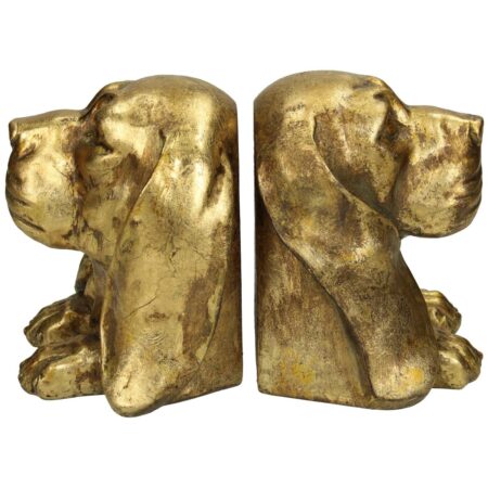 Βιβλιοστάτης Σκύλος Χρυσό Polyresin 19.5x11.3x12.5cm Σετ 2Τμχ