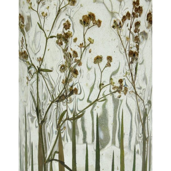 Κηροπήγιο Αποξηραμένα Λουλούδια Διάφανο Γυαλί 10x10x13cm
