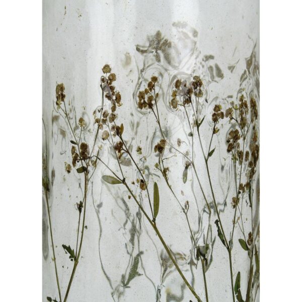 Κηροπήγιο Αποξηραμένα Λουλούδια Διάφανο Γυαλί 15x15x30cm