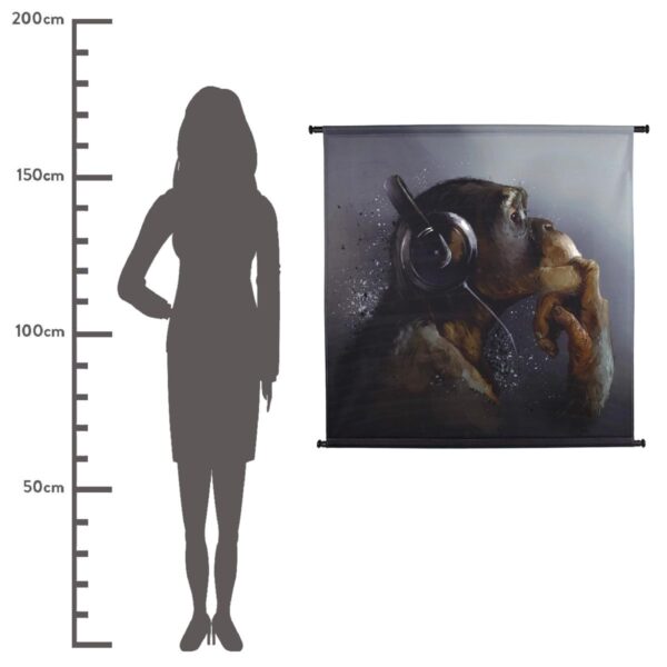 Διακοσμητικό Τοίχου Κρεμαστό Πίθηκος Με Ακουστικά Καφέ Βελούδο 102x105cm