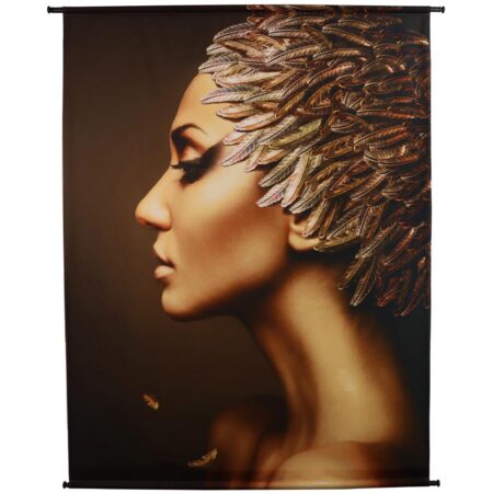 Διακοσμητικό Τοίχου Κρεμαστό Γυναίκα Φοράει Φτερά Χρυσό Βελούδο 140x170cm