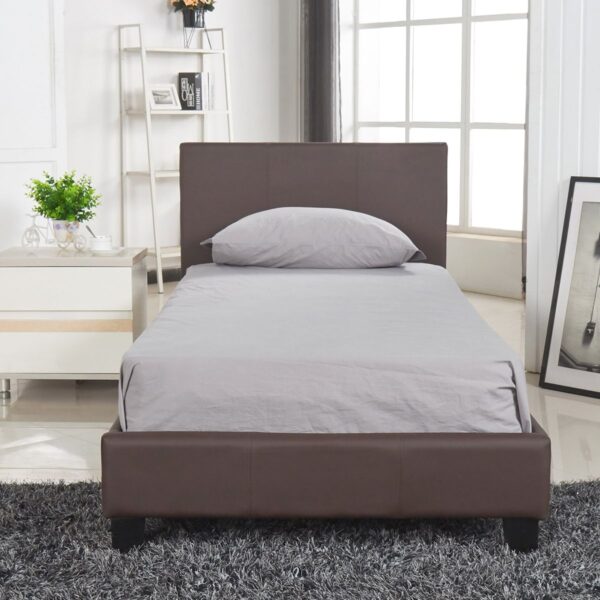 Κρεβάτι AZALEA Σκούρο Καφέ PU 213x98x88cm (Στρώμα 90x200cm)