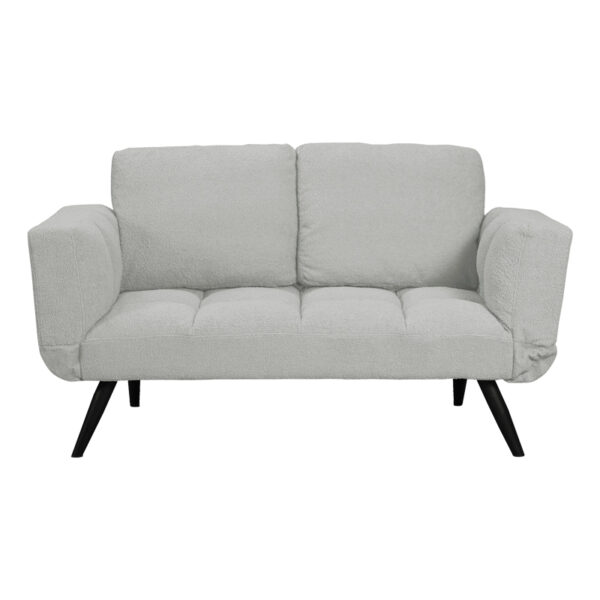 Καναπές - κρεβάτι 3θέσιος Jackie  μπουκλέ γκρι-μέταλλο μαύρο 190x80x74εκ