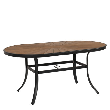 Τραπέζι Κήπου  RUSUMO Μαύρο/Καρυδί Αλουμίνιο/Ξύλο 150x90x73cm