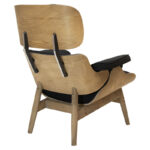 Πολυθρόνα-υποπόδιο relax Mirto  μασίφ ξύλο καρυδί-ύφασμα μαύρο 80x80x96,5εκ