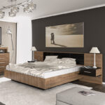 Κρεβάτι διπλό Romilly  μαύρο gloss-καρυδί 160x200εκ
