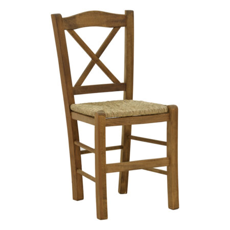 Καρέκλα καφενείου με ψάθα Seimi-Charchie  χιαστή καρυδί ξύλο 42x40x89εκ