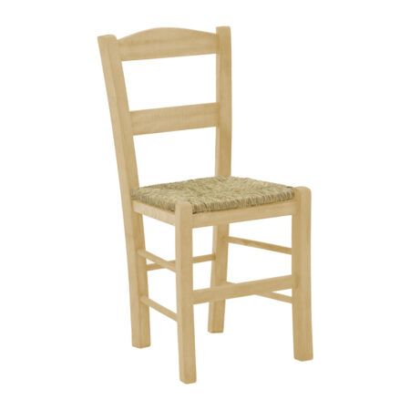 Καρέκλα καφενείου με ψάθα Syros-Charchie  άβαφο ξύλο 42x40x89εκ9εκ