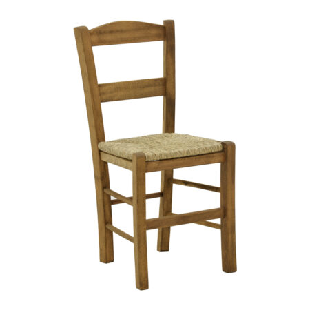 Καρέκλα καφενείου με ψάθα Syros-Charchie  καρυδί ξύλο 42x40x89εκ9εκ