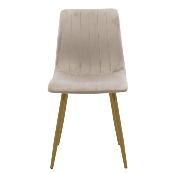 Καρέκλα Noor  γκρι βελούδο-πόδι φυσικό μέταλλο 44x55x86εκ