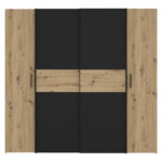 Ντουλάπα ρούχων Bekerk  τετράφυλλη μαύρο-oak μελαμίνης 200x61.5x190.5εκ