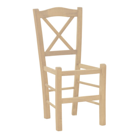 Καρέκλα καφενείου Seimi  χιαστή άβαφο ξύλο 42x40x89εκ