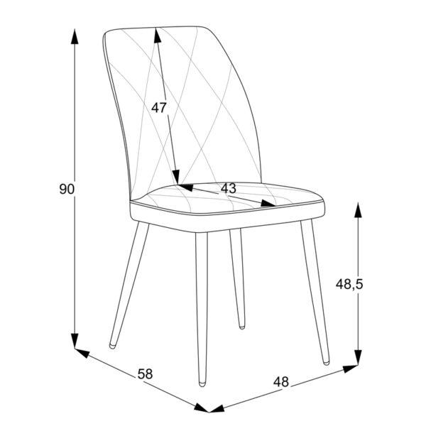 Καρέκλα Vika  γκρι ύφασμα-πόδι μαύρο μέταλλο 48x58x90εκ