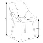 Καρέκλα Loukrizia  μπεζ ύφασμα-πόδι μαύρο μέταλλο 56x63.5x82εκ