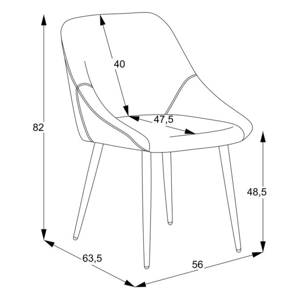 Καρέκλα Loukrizia  μπεζ ύφασμα-πόδι μαύρο μέταλλο 56x63.5x82εκ
