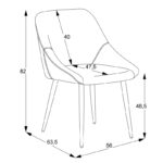 Καρέκλα Loukrizia  ανθρακί ύφασμα-πόδι μαύρο μέταλλο 56x63.5x82εκ