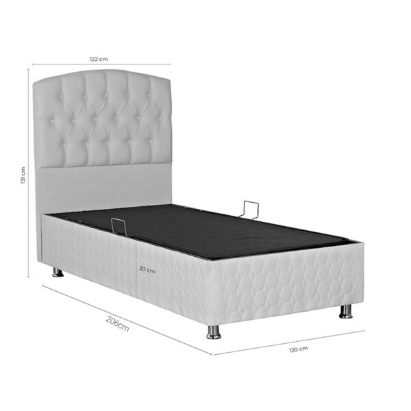 Κρεβάτι Lanse  μονό με αποθηκευτικό χώρο μπεζ 120x200εκ