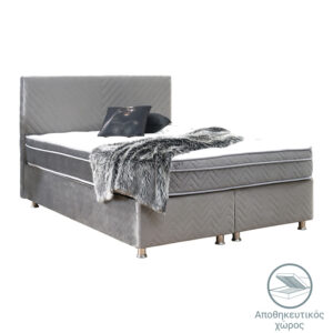 Κρεβάτι Rizko  διπλό με αποθηκευτικό χώρο γκρι 160x200εκ