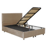 Κρεβάτι Rizko  διπλό με αποθηκευτικό χώρο καφέ 160x200εκ