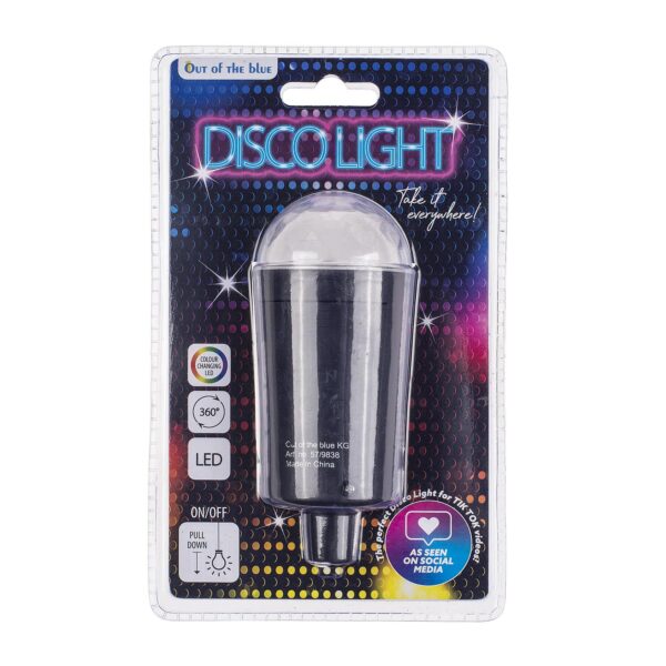 Ντισκόμπαλα Με Πολύχρωμα LED Σχοινί Τραβήγματος Μαύρο Πλαστικό 11.5cm Μπαταρίας