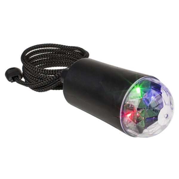 Ντισκόμπαλα Με Πολύχρωμα LED Σχοινί Τραβήγματος Μαύρο Πλαστικό 11.5cm Μπαταρίας