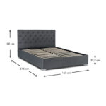 Κρεβάτι Megan  υφασμάτινο με αποθηκευτικό χώρο χρώμα ανθρακί 160x200εκ.