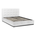 Κρεβάτι Iro  από τεχνόδερμα με αποθηκευτικό χώρο χρώμα λευκό 160x200εκ.