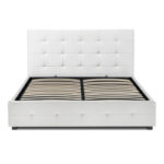 Κρεβάτι Iro  από τεχνόδερμα με αποθηκευτικό χώρο χρώμα λευκό 160x200εκ.