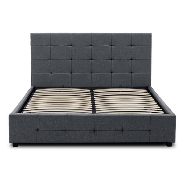 Κρεβάτι Iro  υφασμάτινο με αποθηκευτικό χώρο χρώμα ανθρακί 160x200εκ.