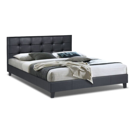Κρεβάτι Sissy  από τεχνόδερμα χρώμα μαύρο 160x200εκ.