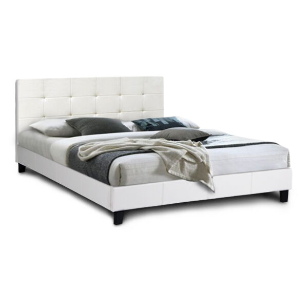 Κρεβάτι Sissy  από τεχνόδερμα χρώμα λευκό 160x200εκ.