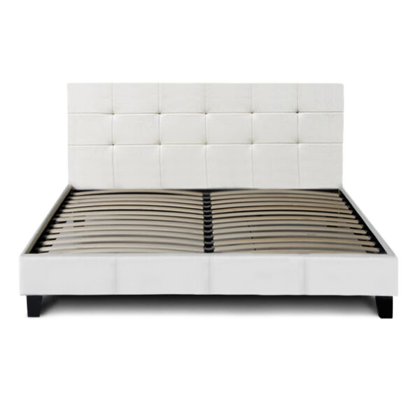 Κρεβάτι Sissy  από τεχνόδερμα χρώμα λευκό 160x200εκ.