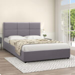 Κρεβάτι Kingston  βελούδινο με αποθηκευτικό χώρο χρώμα γκρι 160x200εκ.