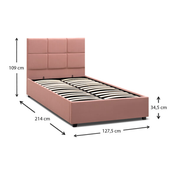 Κρεβάτι Kingston  βελούδινο με αποθηκευτικό χώρο χρώμα melon pink 120x200εκ.